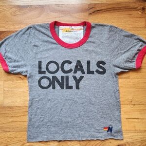 Aviator Nation Gray Locals Only Tee with Red Trim XS